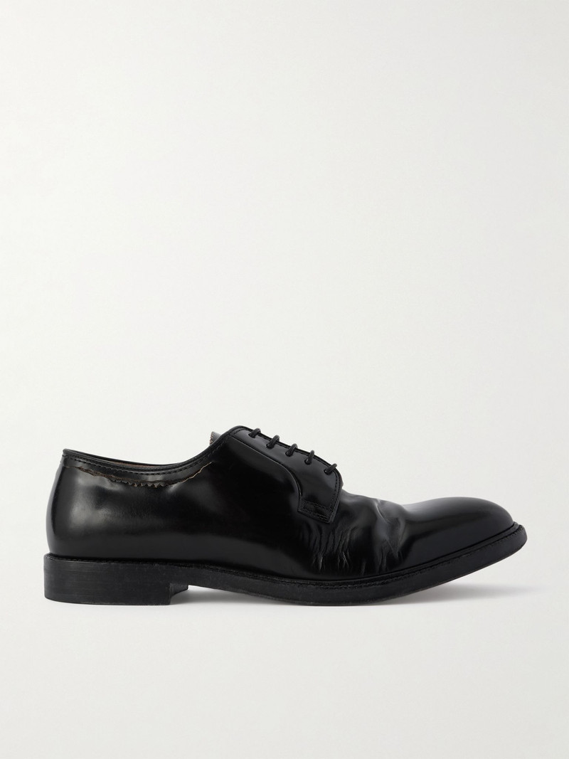 Love to Death Distressed Leather Derby Shoes Black 1