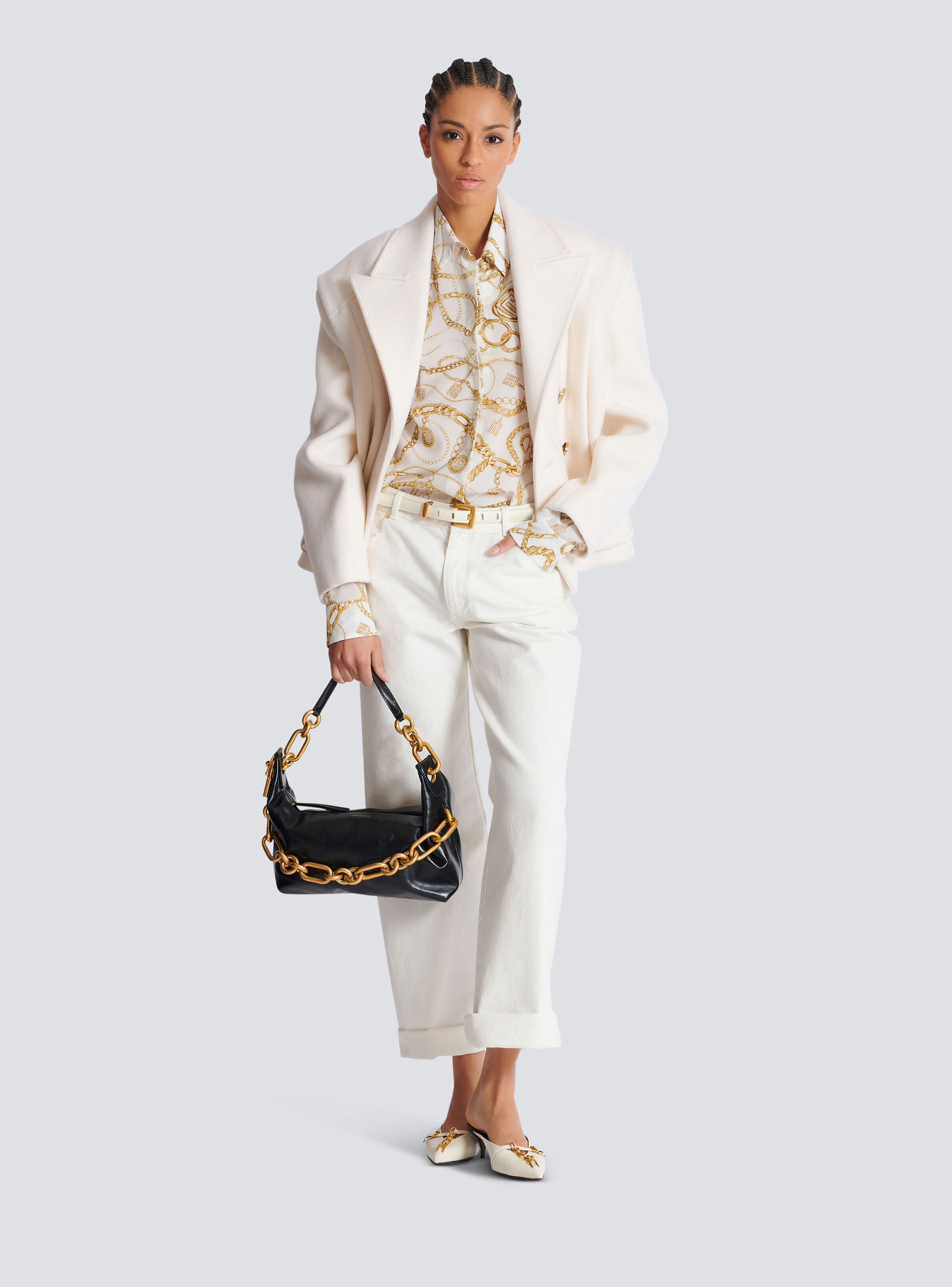 Printed silk shirt with Balmain Chains pattern - 2