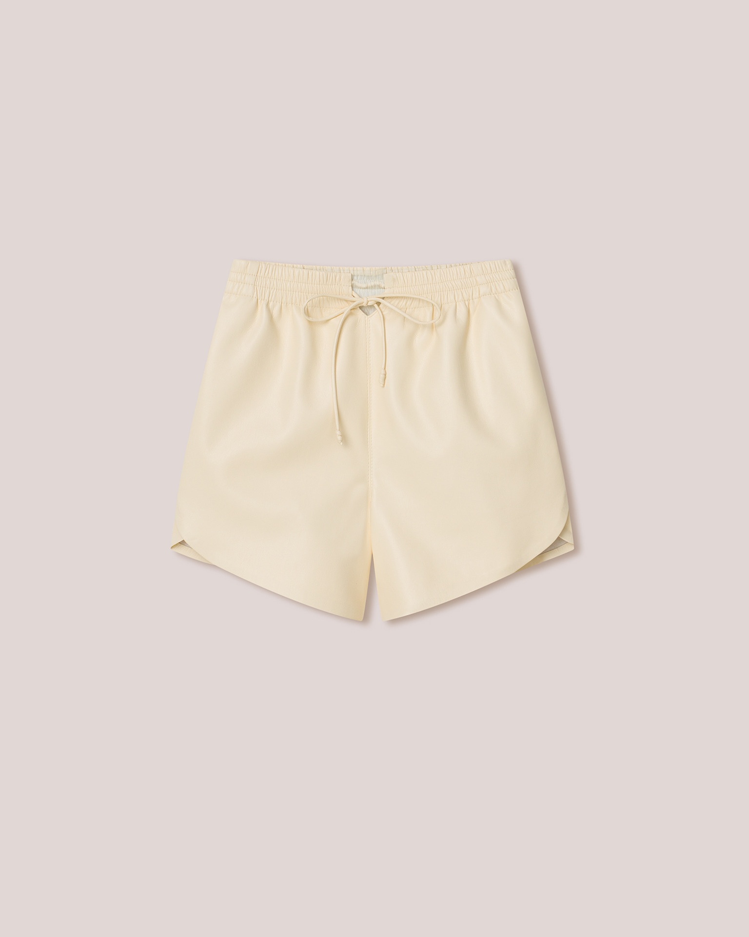 JANNA - Vegan leather drawstring shorts - Vanilla - 1