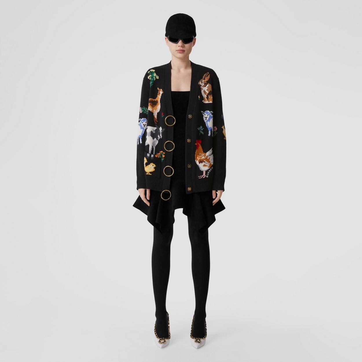 Animal Intarsia Wool Cashmere Cardigan - 6