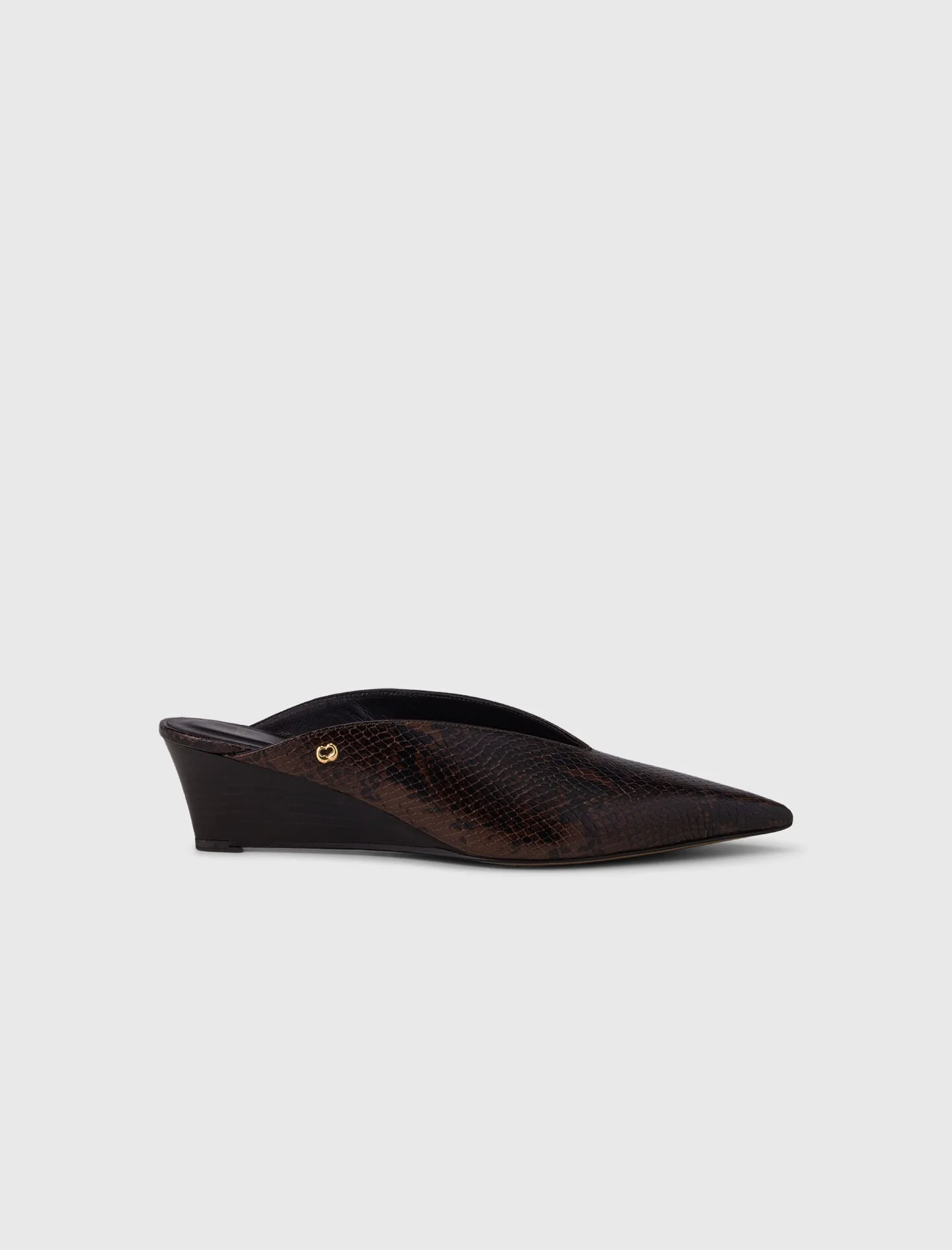Embossed leather wedge mules - 1
