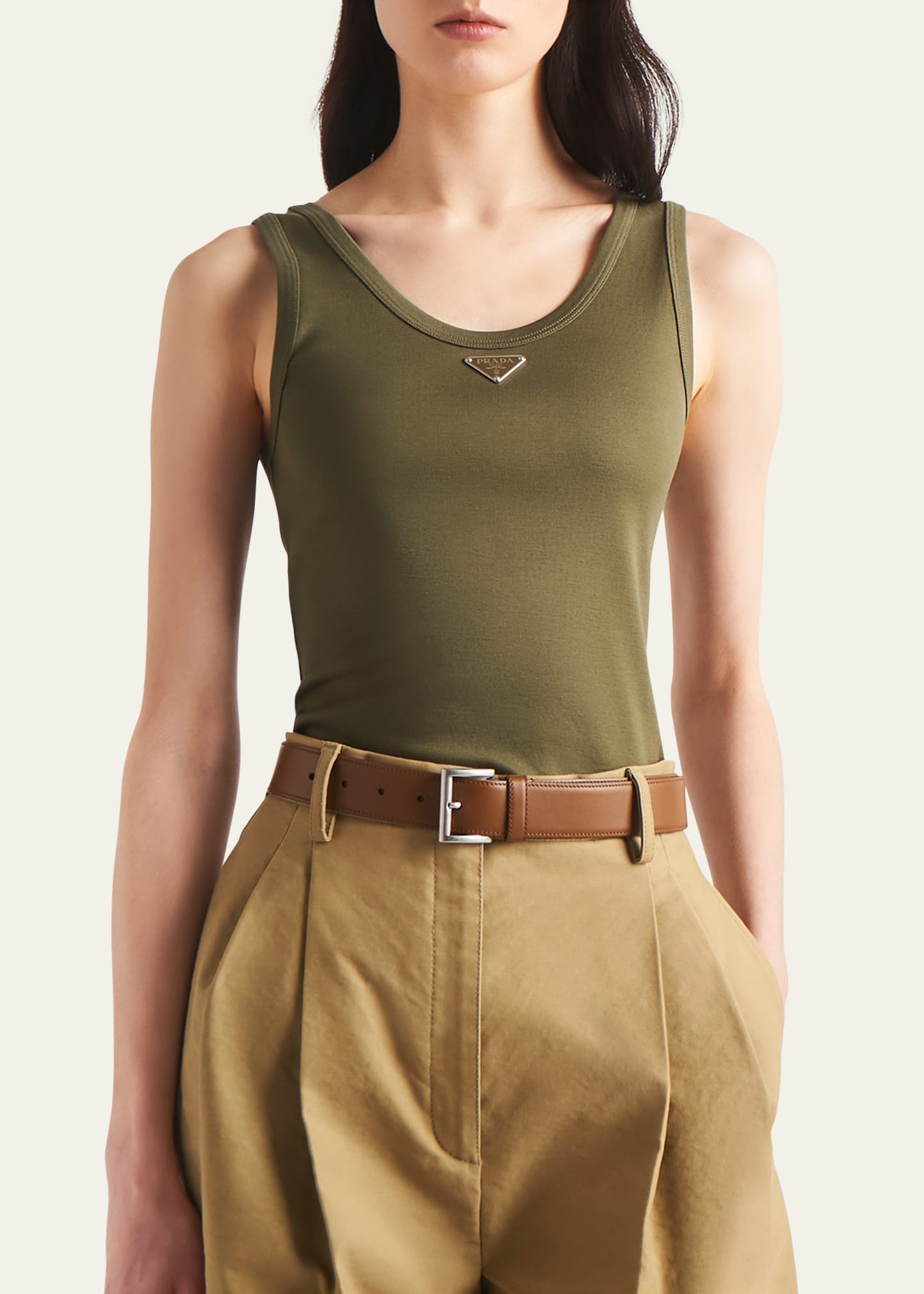 Metal Logo Ribbed Jersey Tank Top - 4