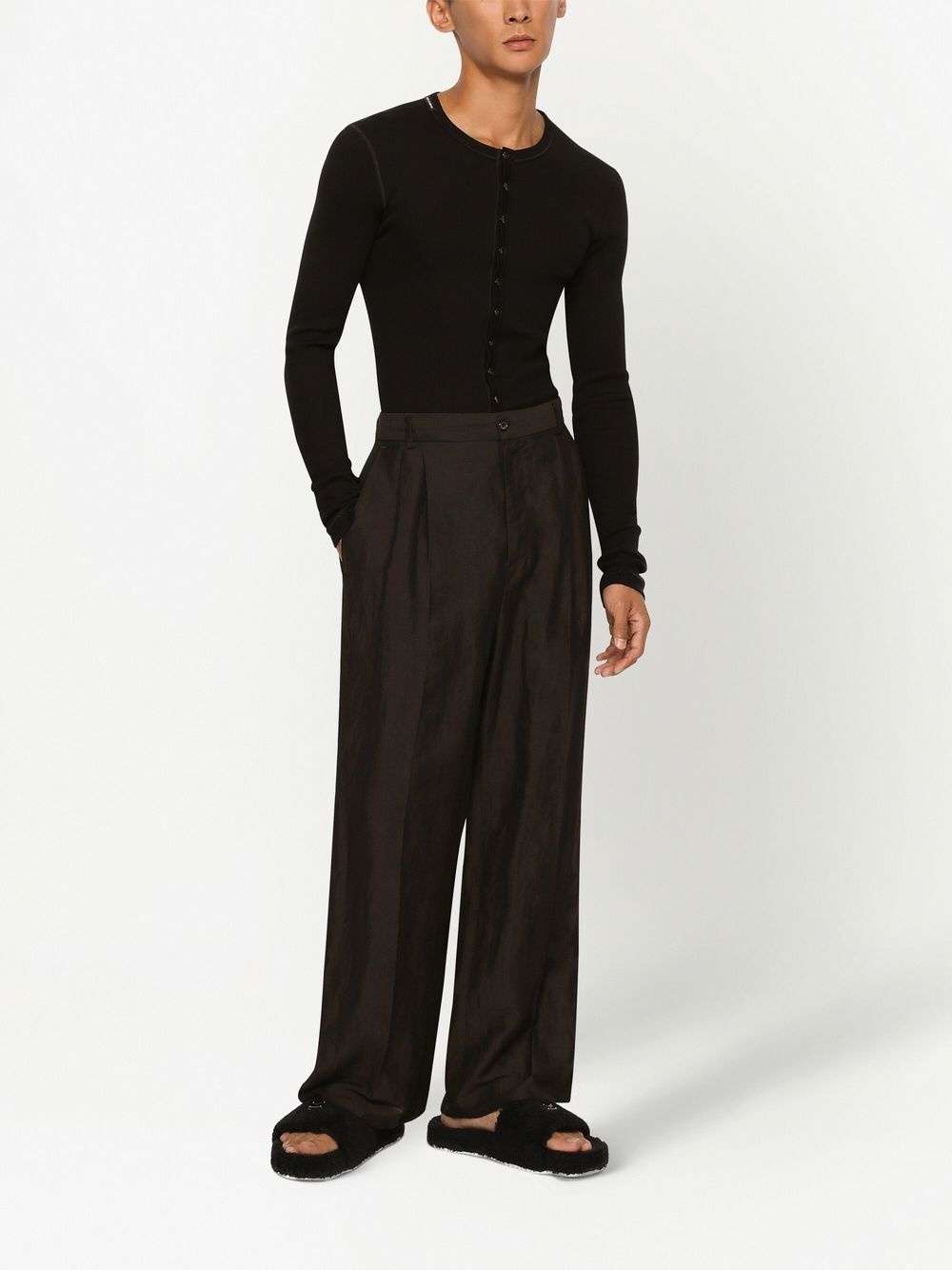 long-sleeved button-up top - 3