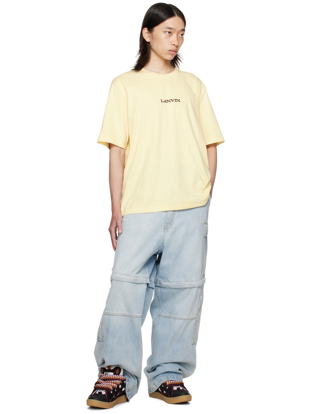Yellow 'Lanvin' Embroidered Classic T-Shirt - 4
