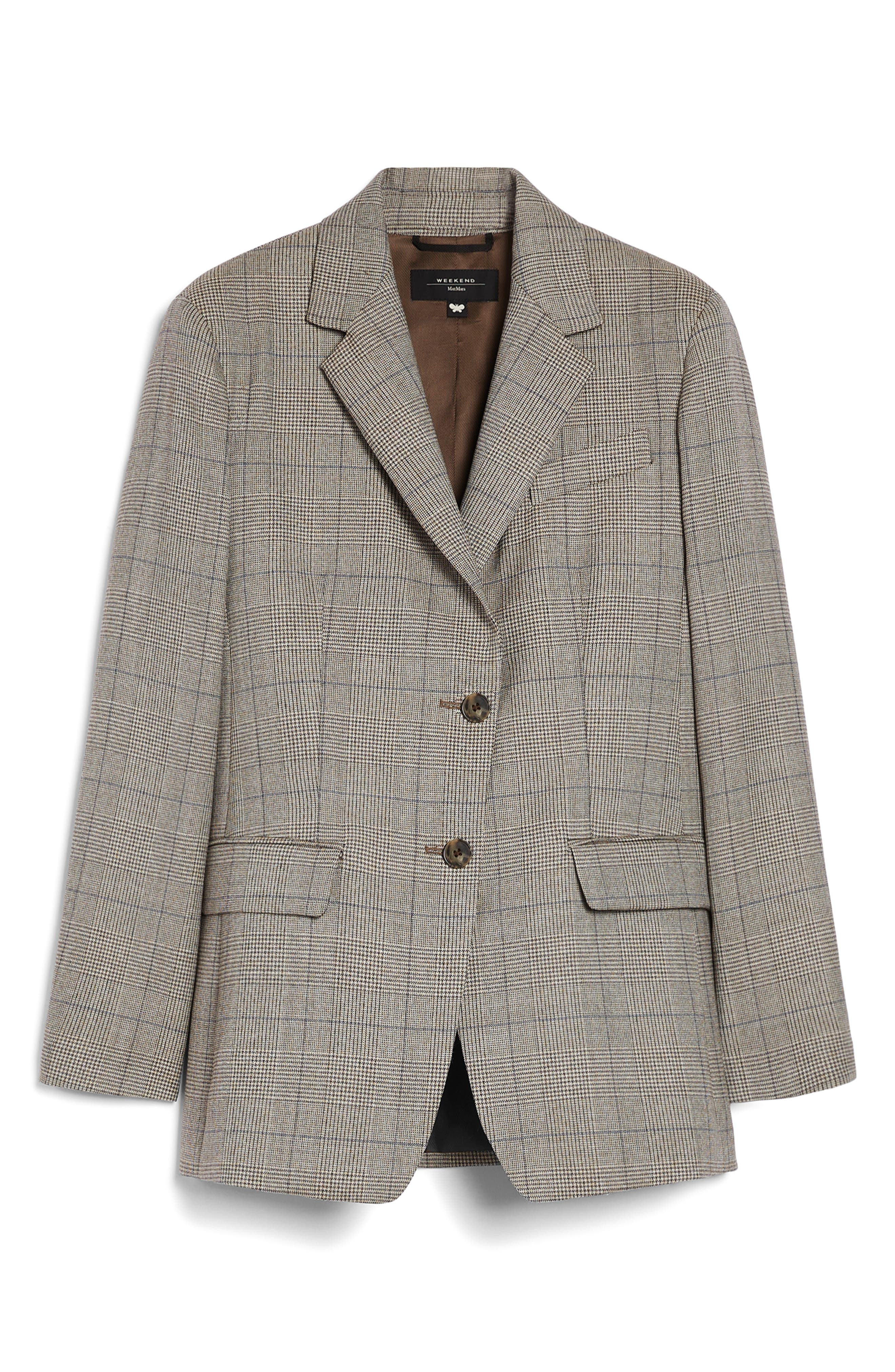 Weekend Max Mara Burgos Plaid Wool Blazer in Biscuit at Nordstrom - 4