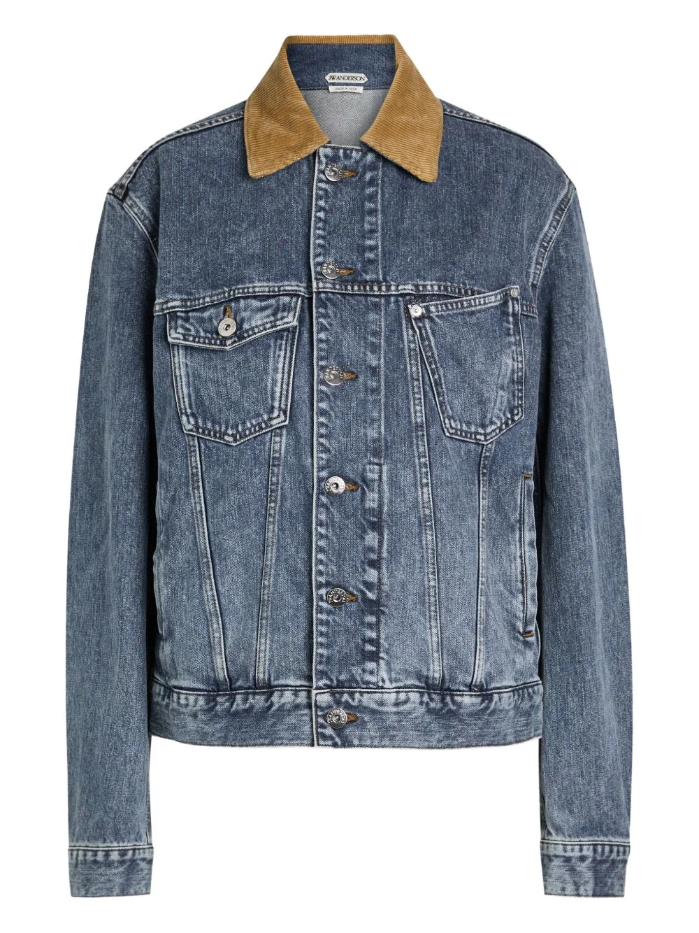 corduroy-collar denim jacket - 1