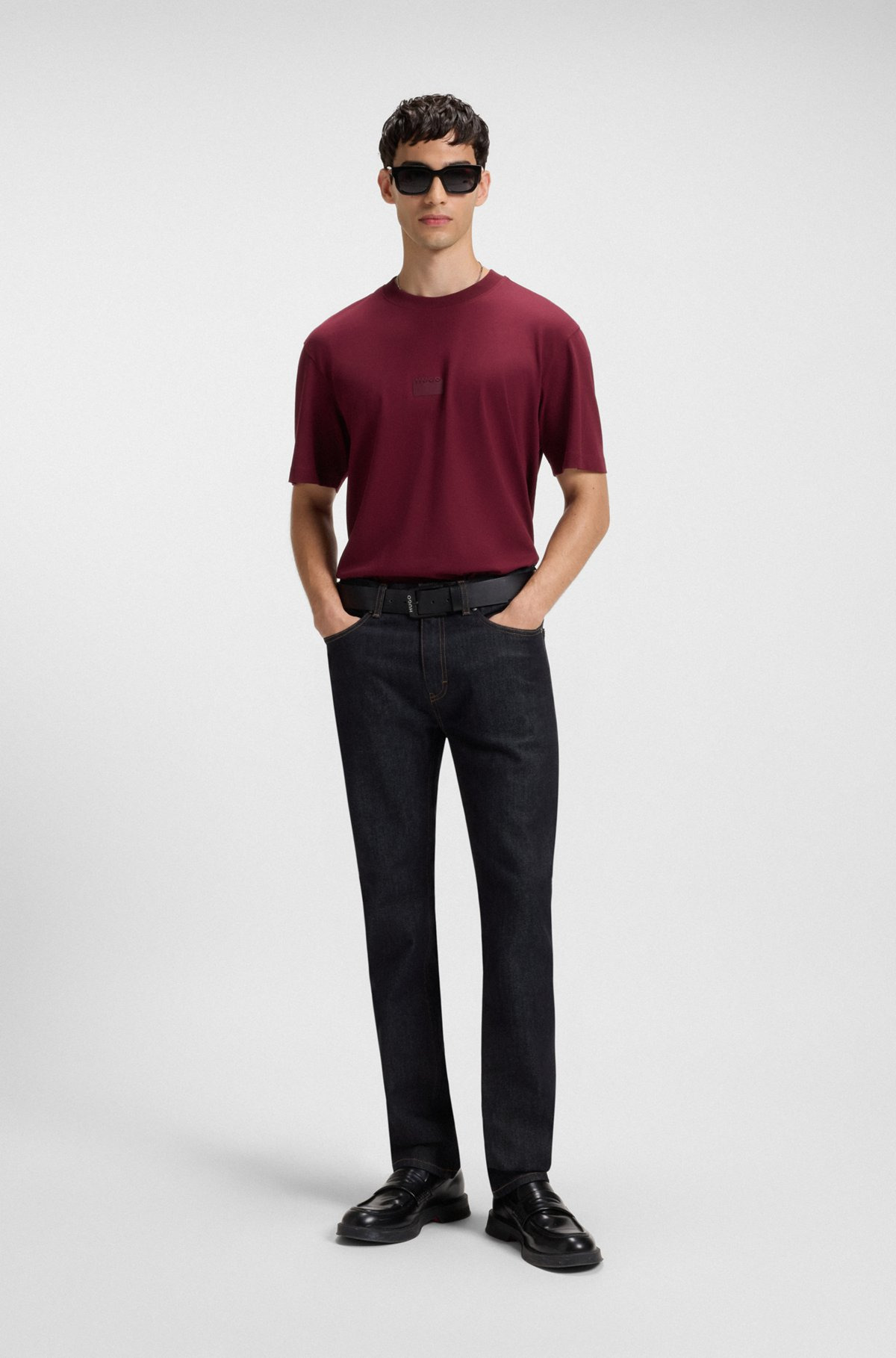 SLIM-FIT JEANS IN DARK-BLUE STRETCH DENIM - 3