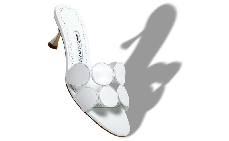 Manolo Blahnik White Nappa Leather Mules outlook