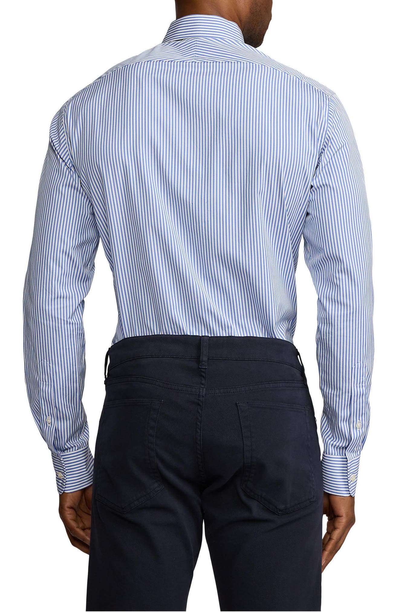 Ralph Lauren Purple Label Basic Bengal Stripe Cotton Poplin Button-Up Shirt in Medium Blue And White - 2