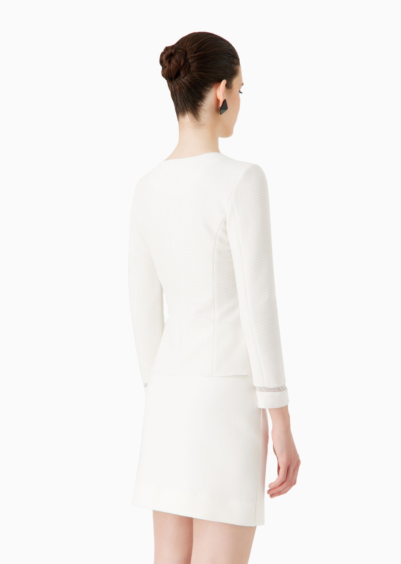 Ottoman jersey, single-breasted jacket with godet pleats - 4