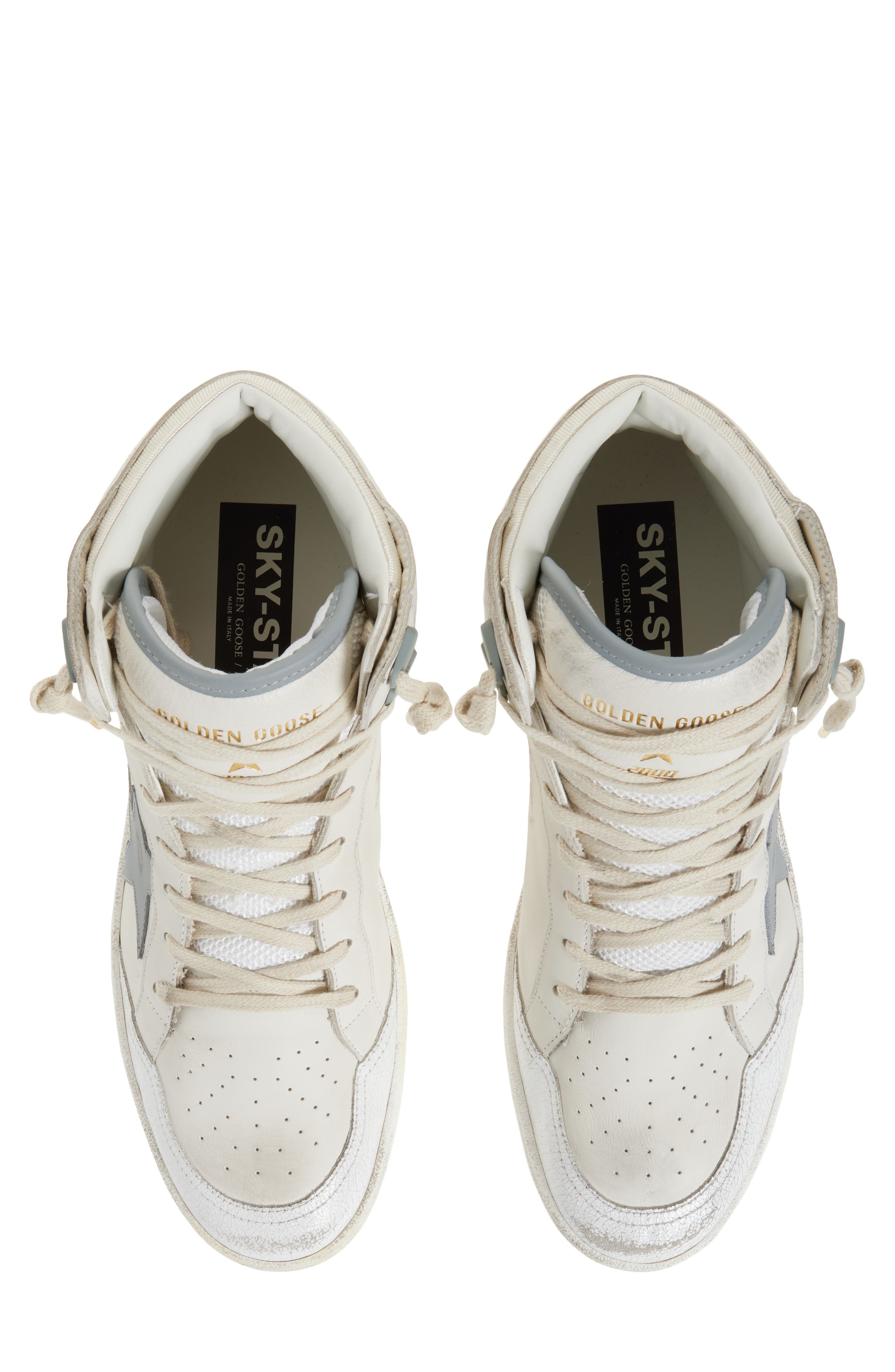 Golden Goose Sky-Star High Top Sneaker in White/Silver Blue/Beige at Nordstrom - 5