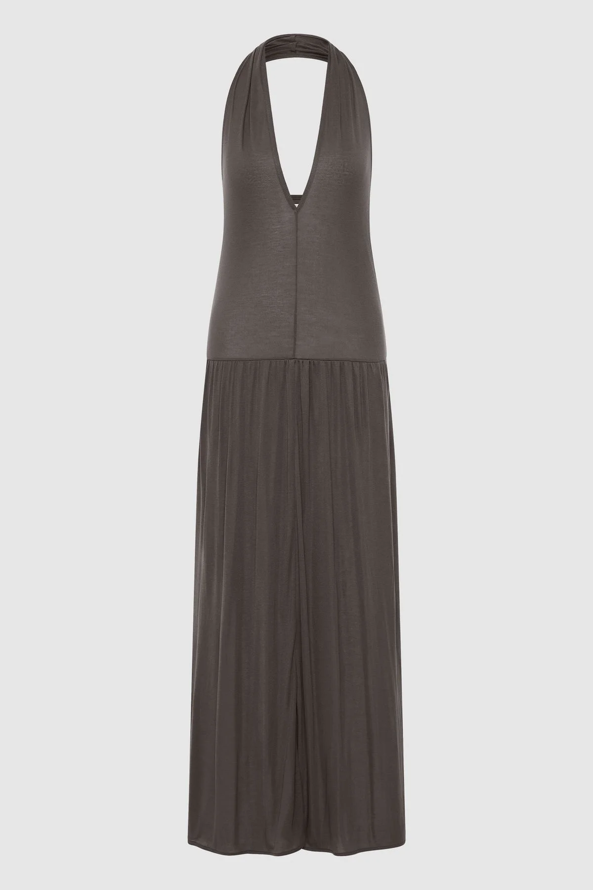 Fluid Jersey Halter Dress - Soot - 1