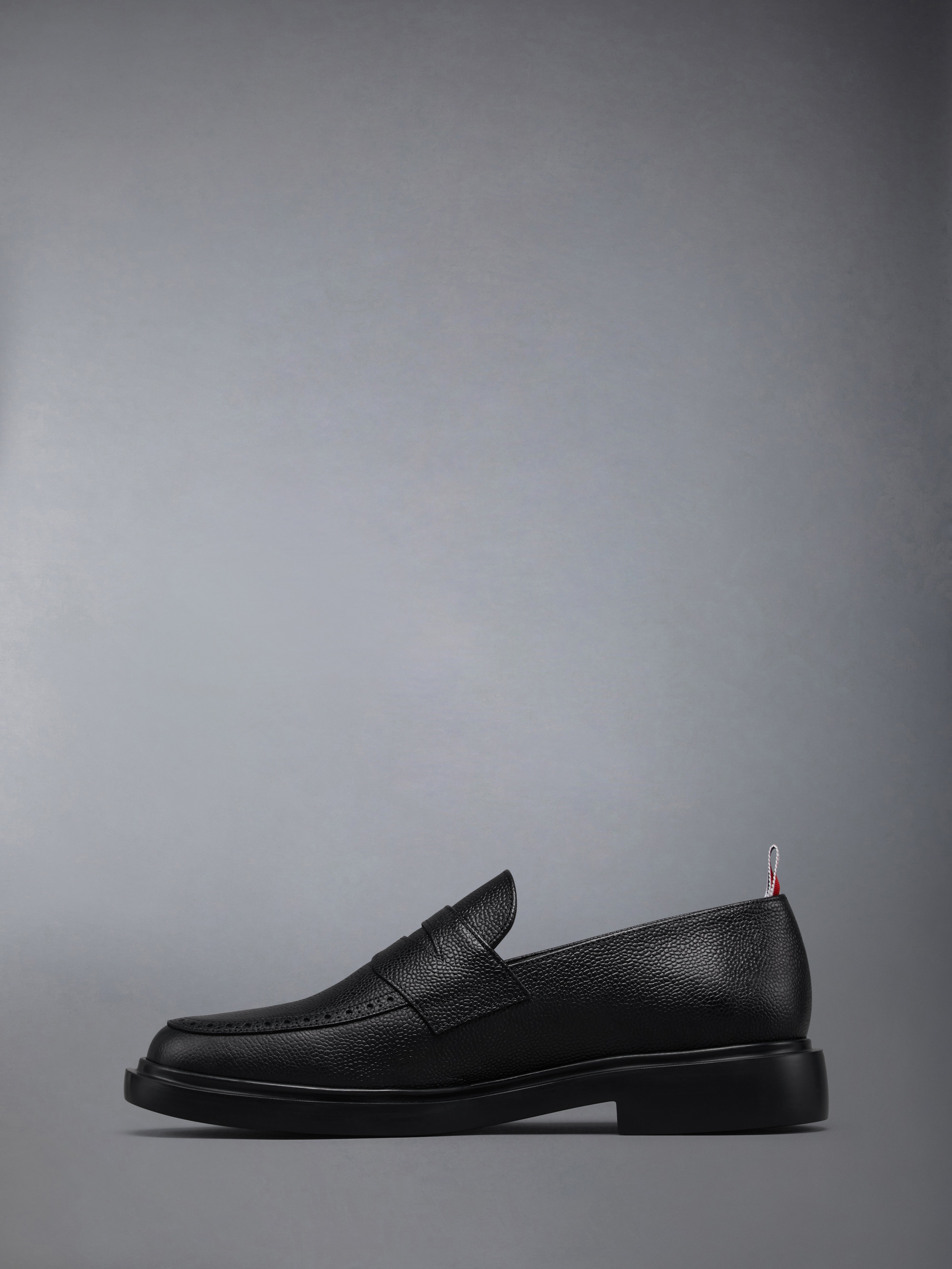 PEBBLE GRAIN LIGHTWEIGHT RUBBER SOLE PENNY LOAFERS - 3