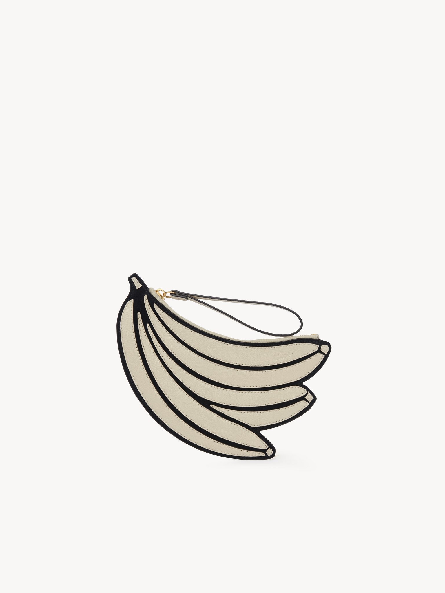 BANANA FLAT POUCH IN GRAINED LEATHER - 1