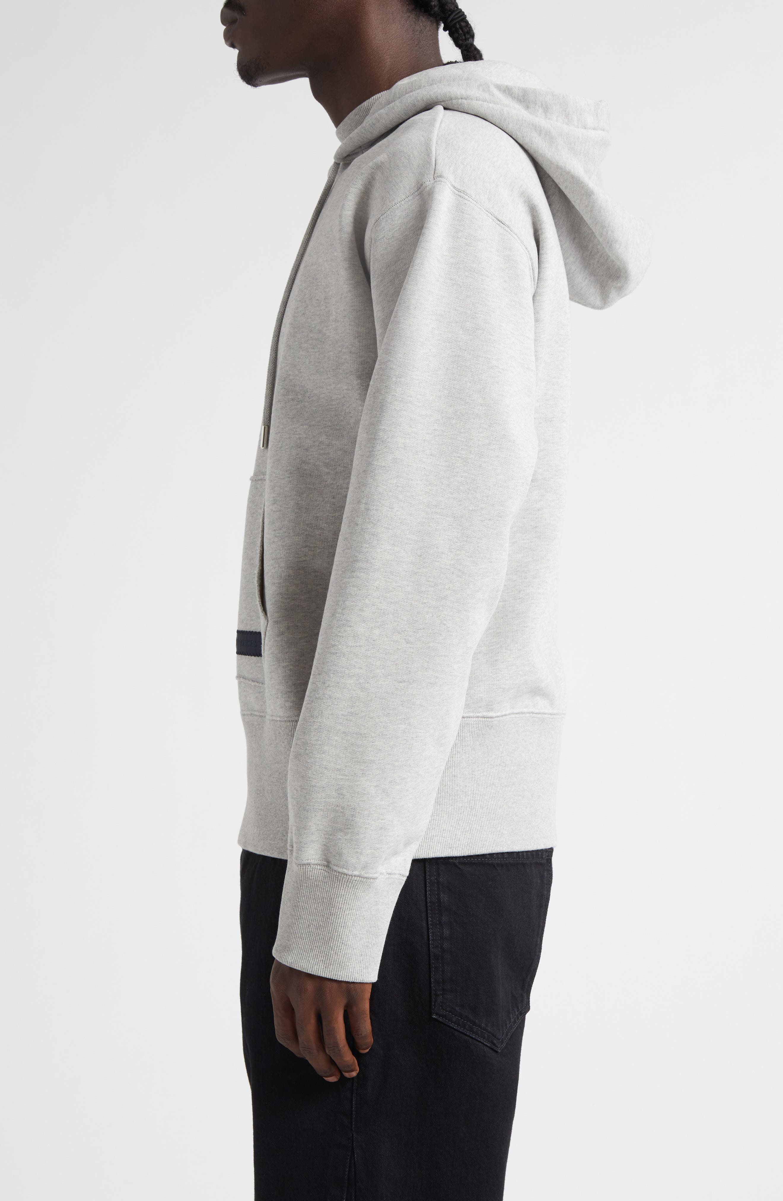 Givenchy Logo Patch Double Collar Fleece Hoodie in Light Grey Melange at Nordstrom - 3
