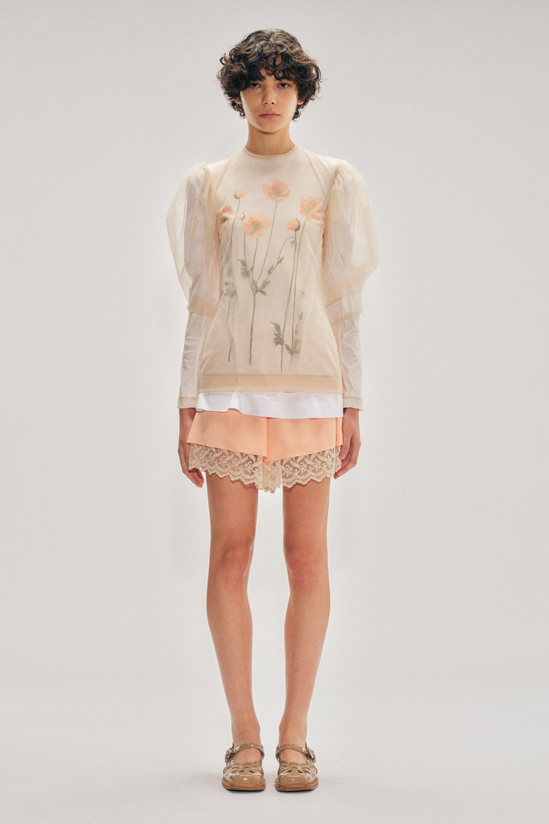 Sheer Draped Sleeve Top 1