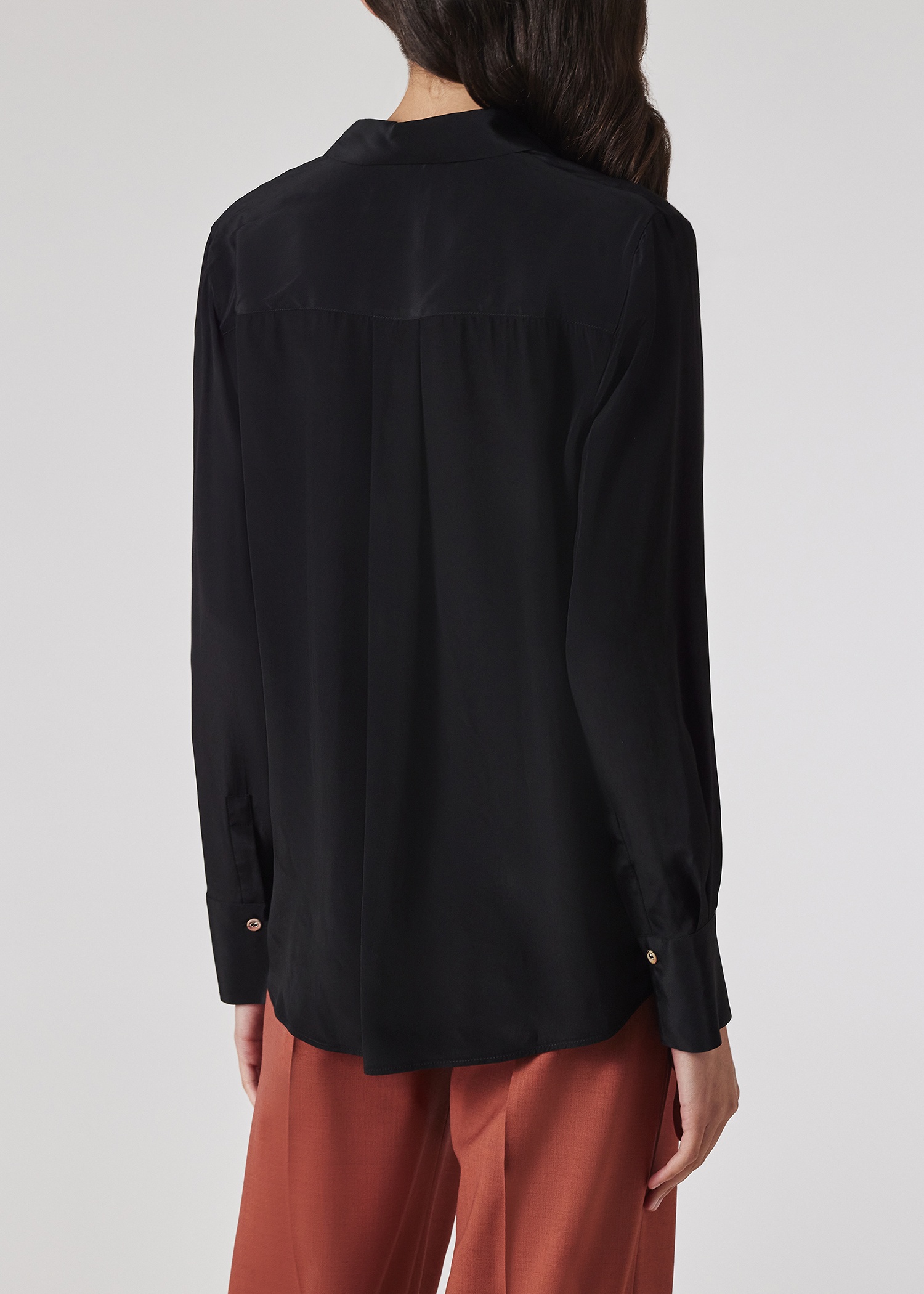 Women's Black Silk-Blend Blouse - 4
