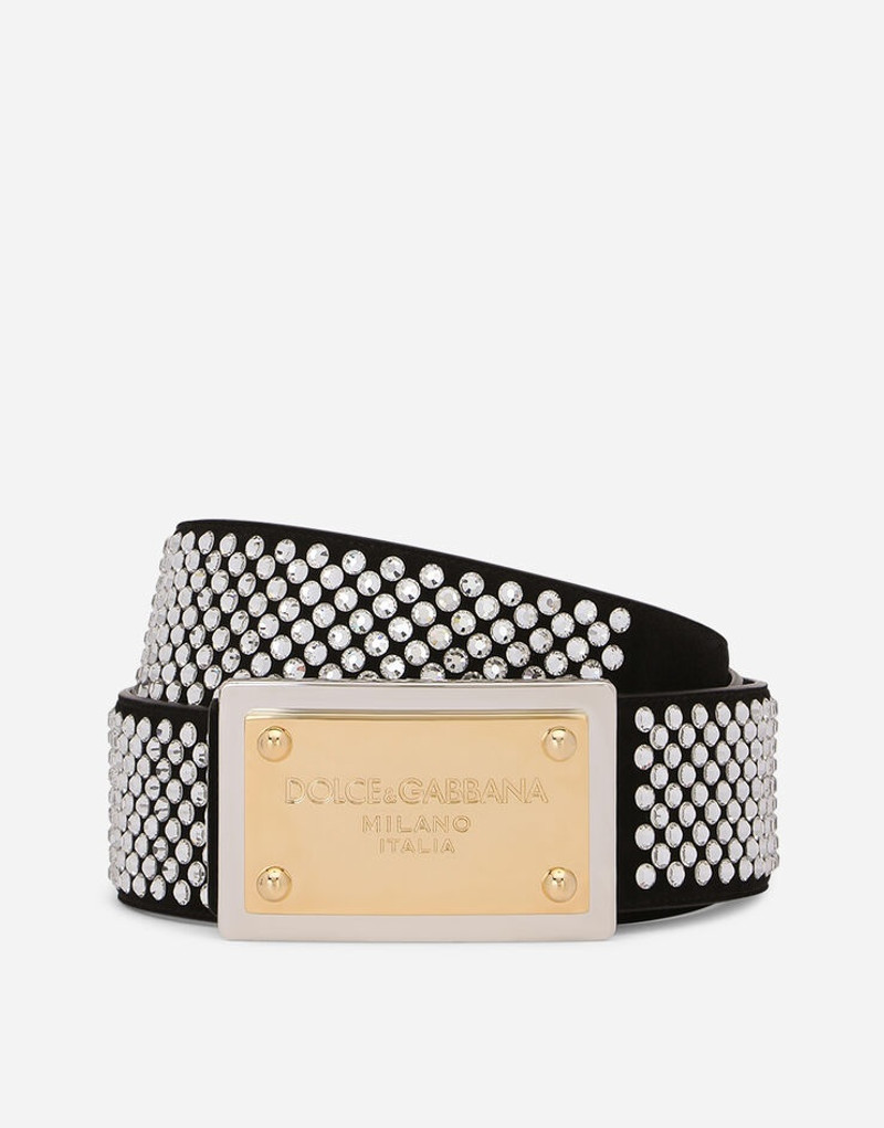 Fusible-rhinestone belt with branded tag 1