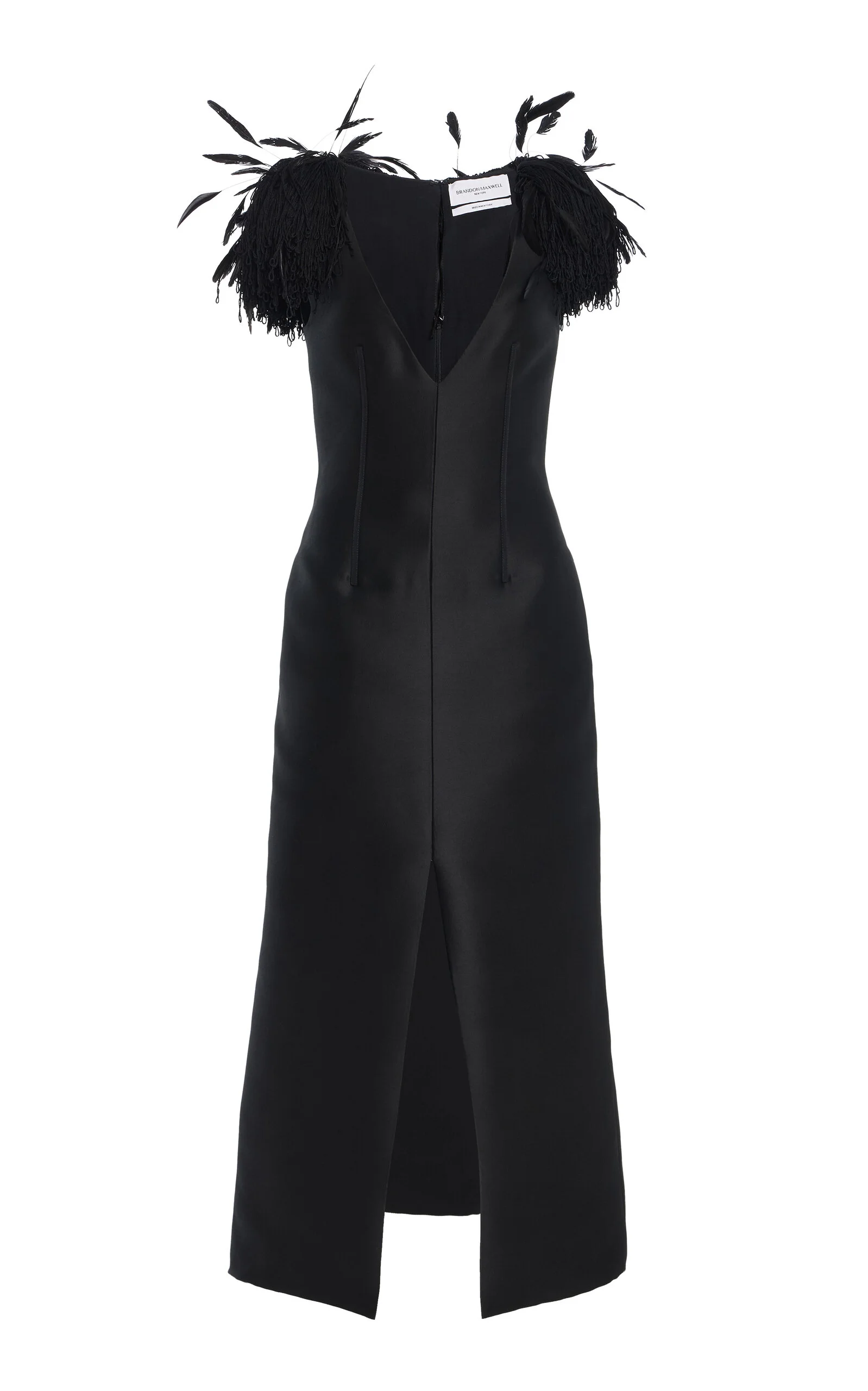 The Reeve Feather-Trimmed Wool-Silk Midi Dress black - 1