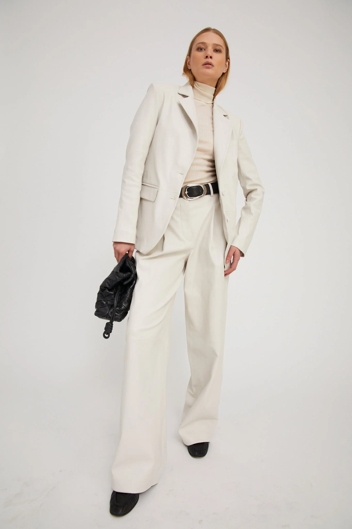 SHELL LEATHER PALOMA PLEATED TROUSERS - 1