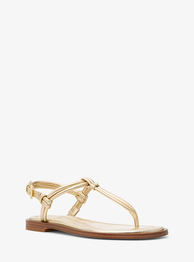 Astra Metallic Leather T-Strap Sandal - 1