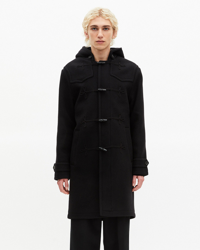 LONG BLACK WOOL COAT WITH BRANDENBURG CLOSURE 3