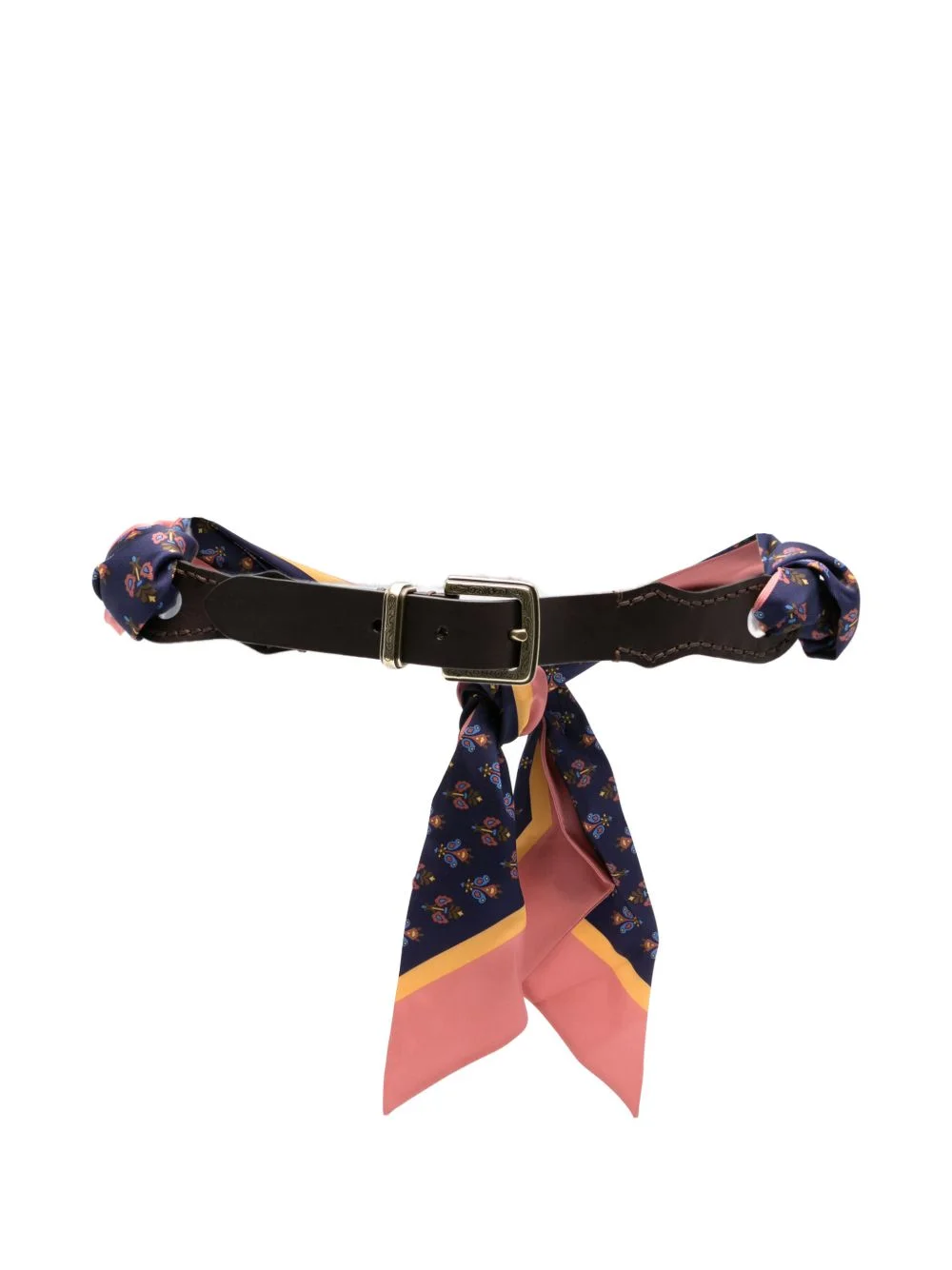 paisley-print leather-panel belt - 1