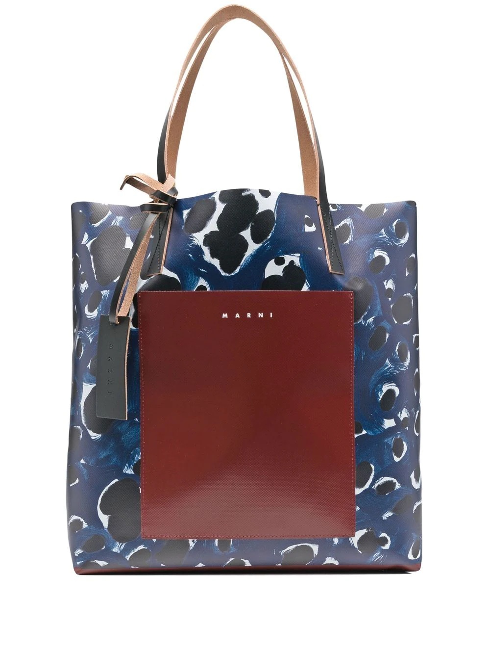 abstract-print leather shoulder bag - 1