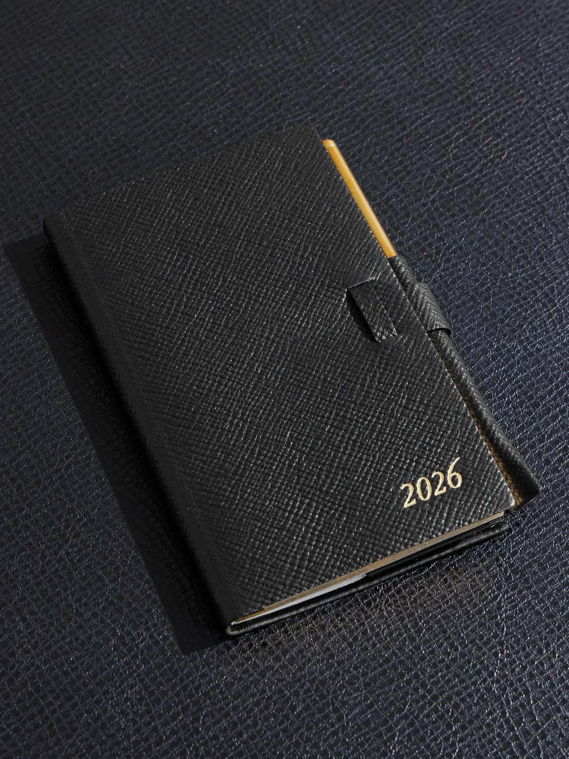 Panama Cross-Grain Leather 2026 Weekly Diary with Pencil - 1