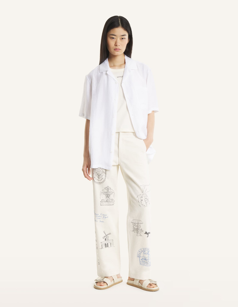 MAISON KITSUNE x KURO HANDWRITTEN POSTCARD TROUSER 7