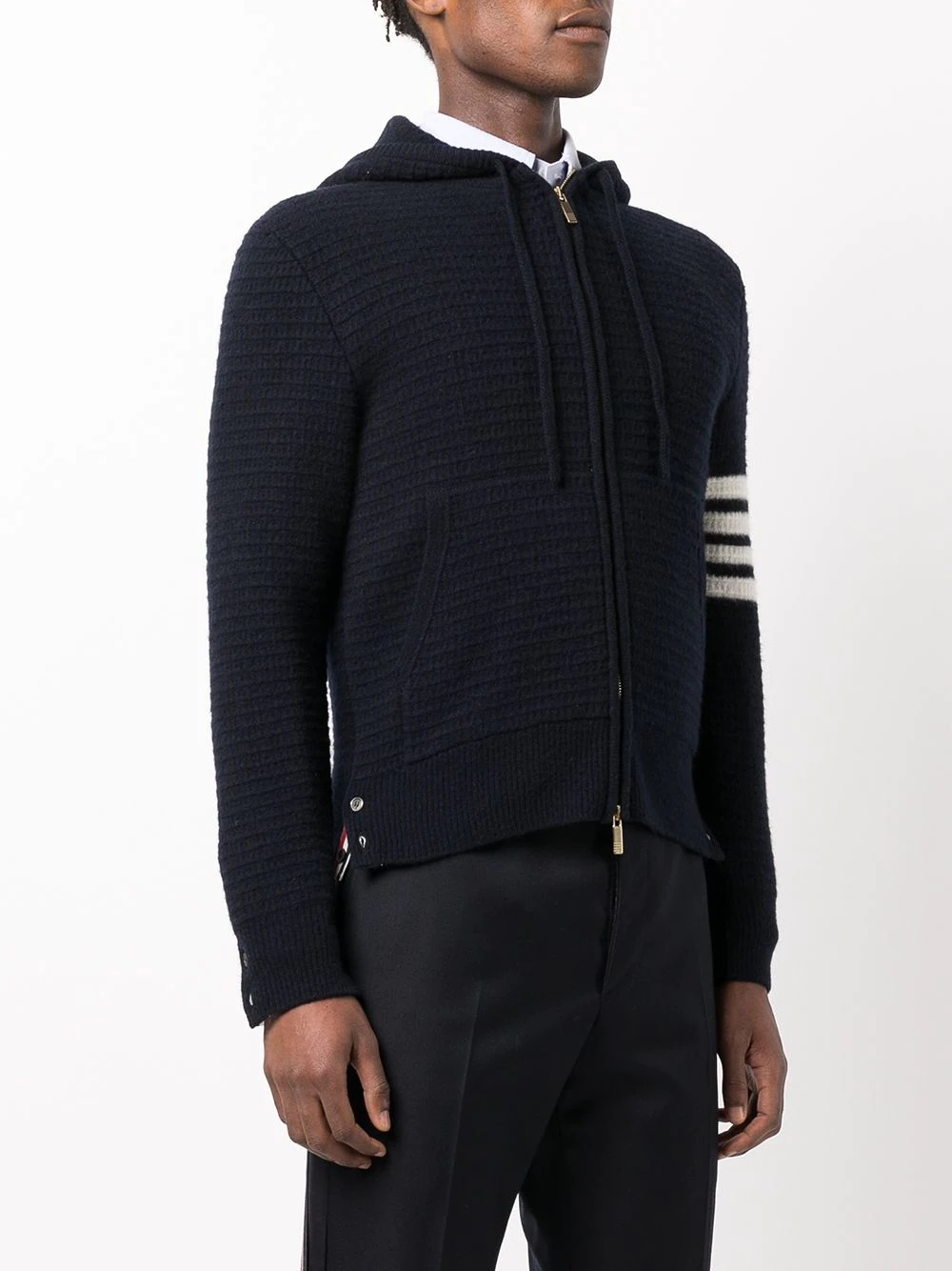 4-Bar stripe knitted hoodie - 3