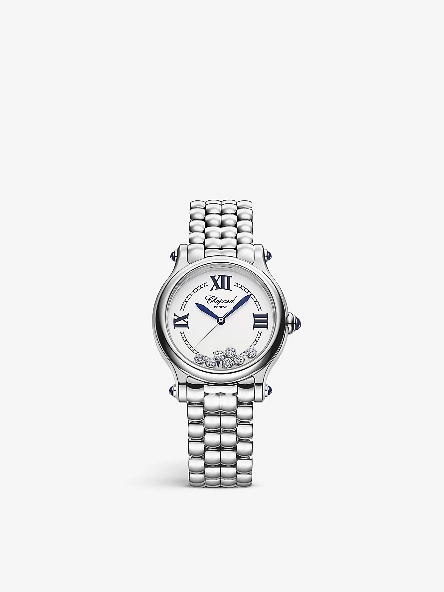 278610-3001 Happy Sport stainless-steel and 0.35ct diamond self-winding mechanical watch - 1