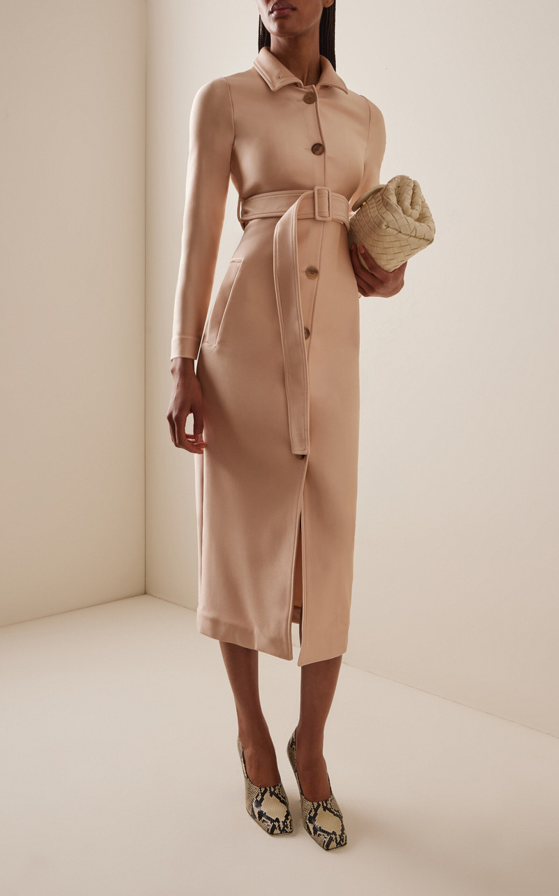 MARIE ADAM-LEENAERDT Belted Midi Dress neutral outlook