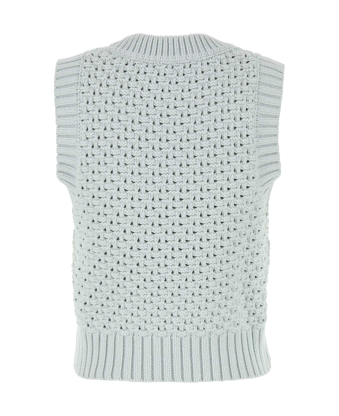 Pastel Light Blue Cotton Blend Vest - 2