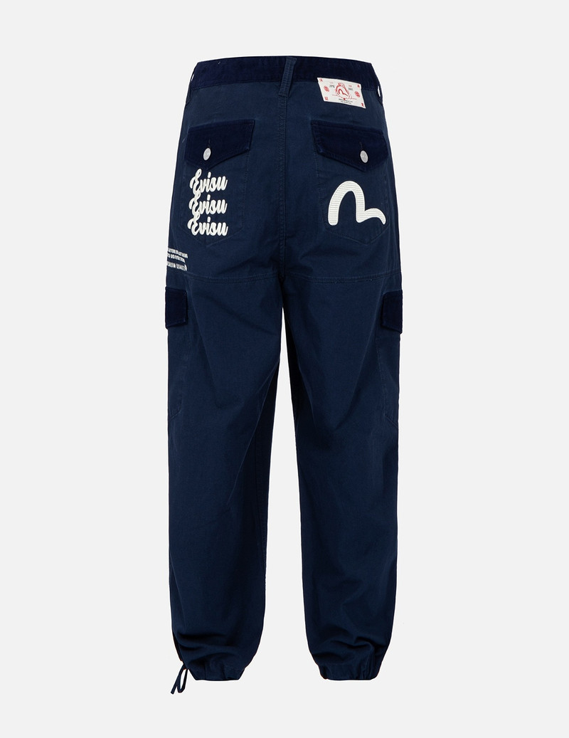 EVISU SEAGULL AND LOGO EMBROIDERY CARGO PANTS outlook