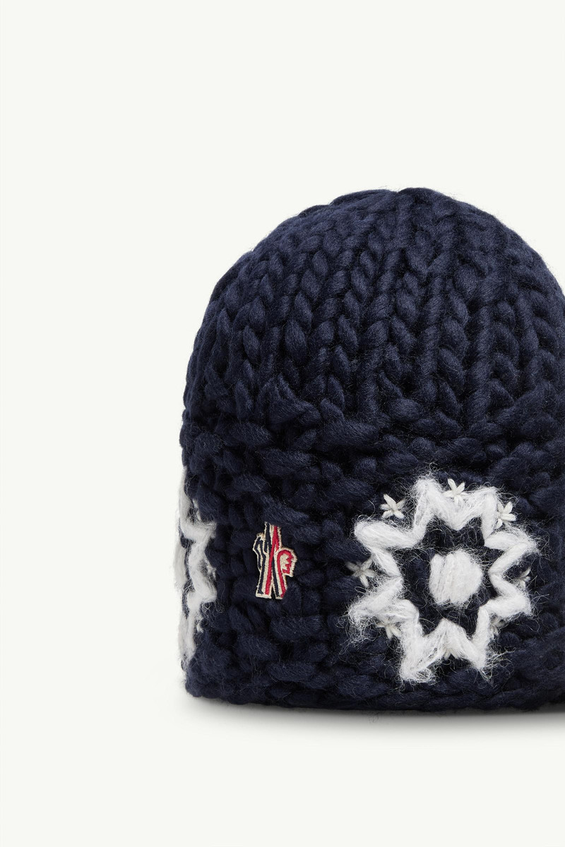 Hand-Embroidered Floral Wool Blend Beanie 3