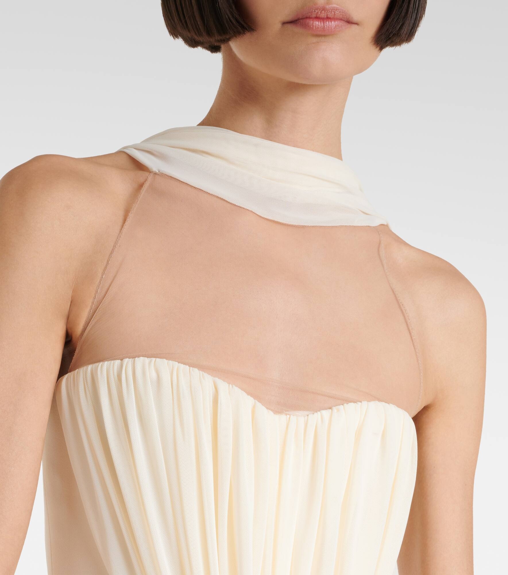 Scarf-detail ruched cady cocktail dress - 4