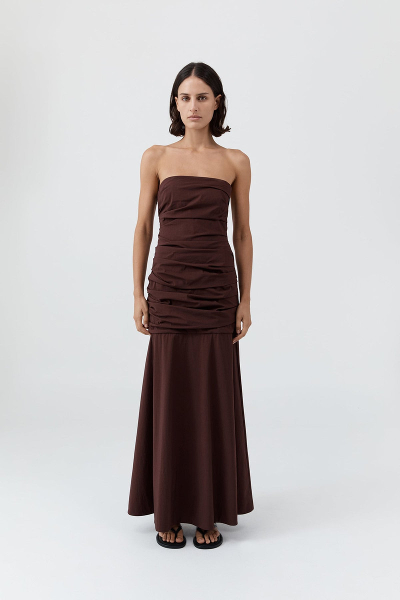 ST. AGNI Gathered Strapless Longline Dress - Liqueur outlook