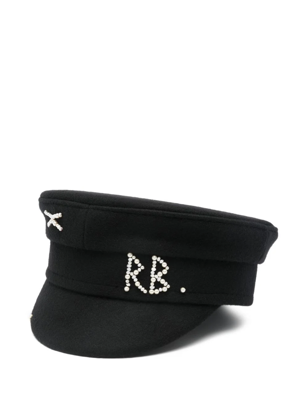 faux pearl-embellished Baker Boy cap - 1