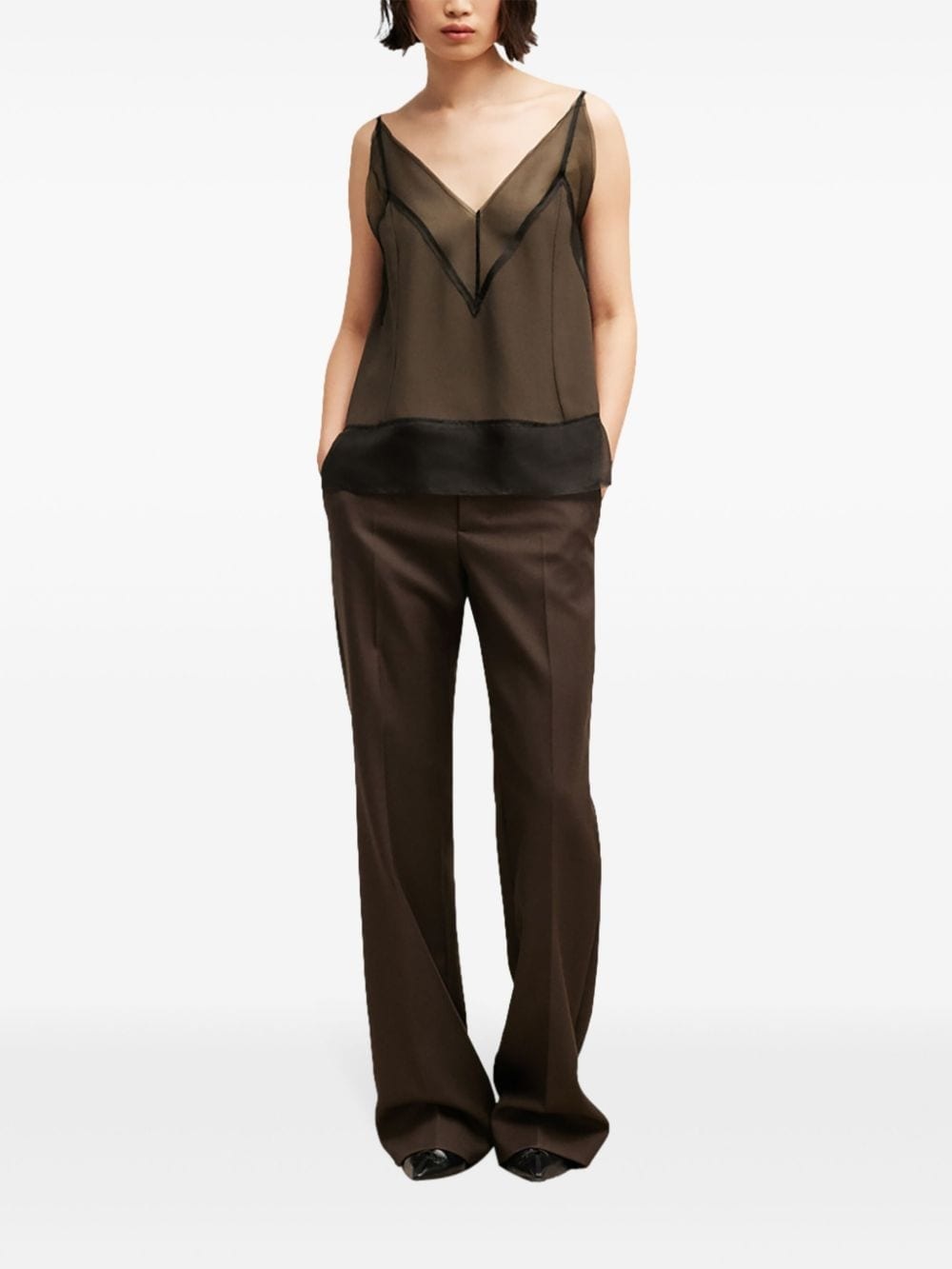 V-neck semi-sheer top - 2