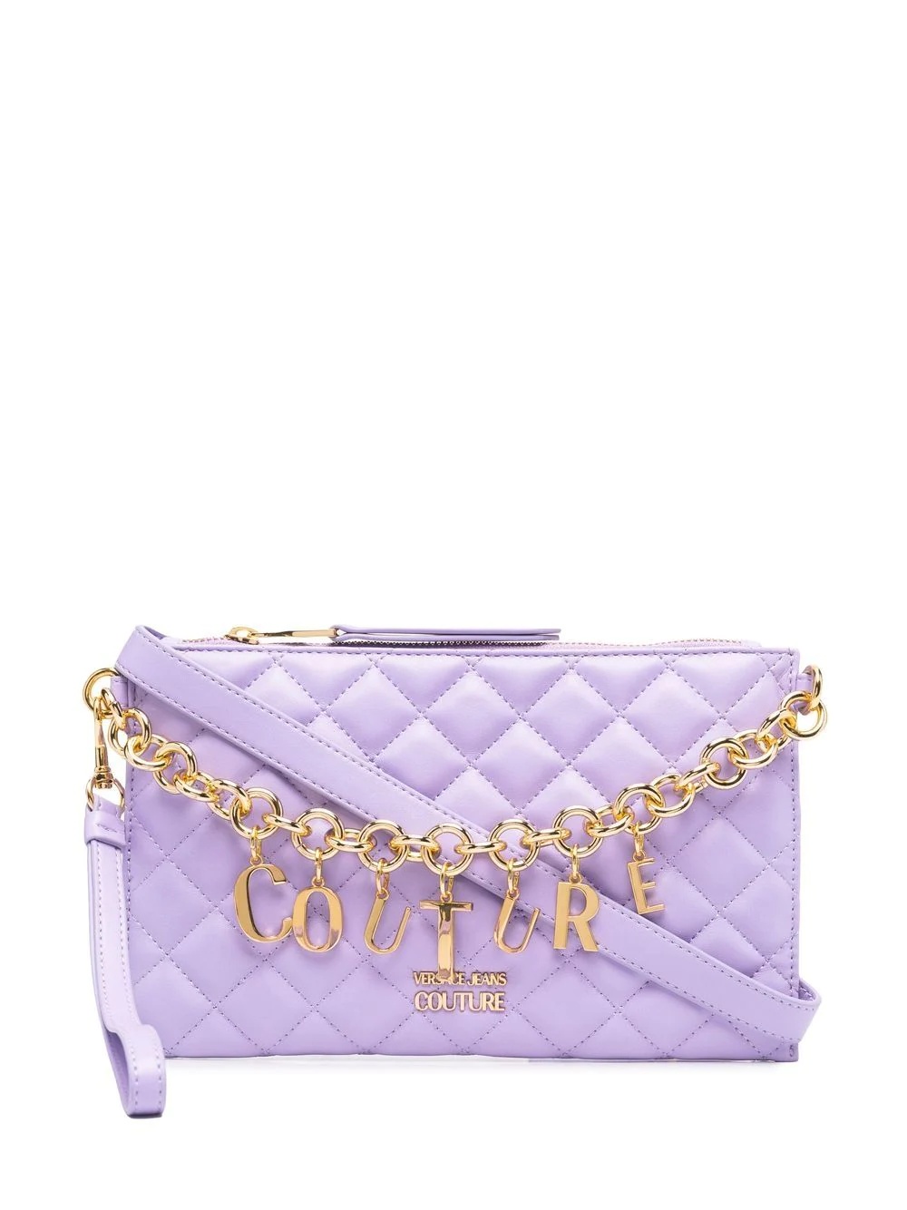 logo-charm quilted clutch bag - 1