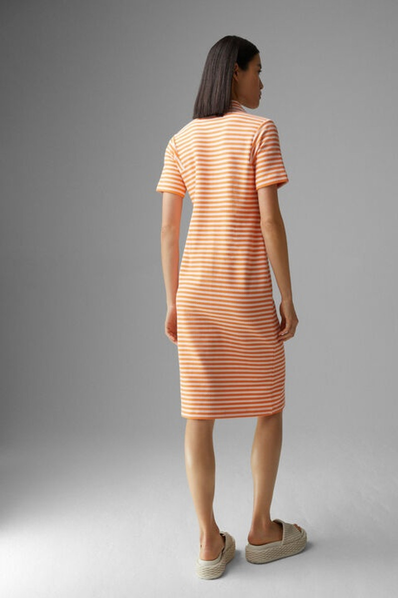 Ann Knitted shirt blouse dress in Orange/White 3