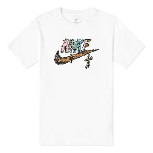 Nike Sportswear Graffiti Logo Sports Round Neck Short Sleeve Beige DM2215-133 - 1