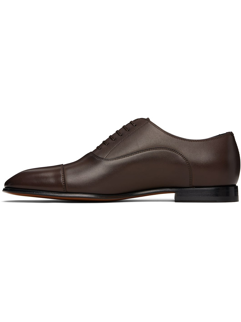 Brown BECKHAM Edition Polished Leather Oxfords 3