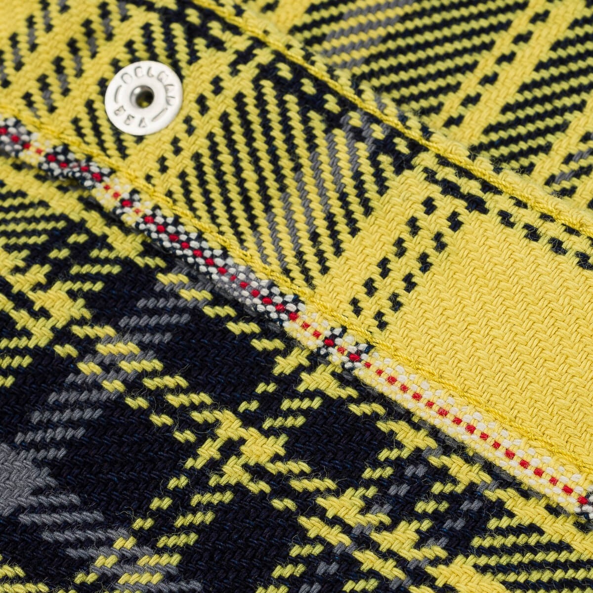 IHSH-411-YEL 9oz Selvedge Indigo Check Flannel Western Shirt - Yellow - 13