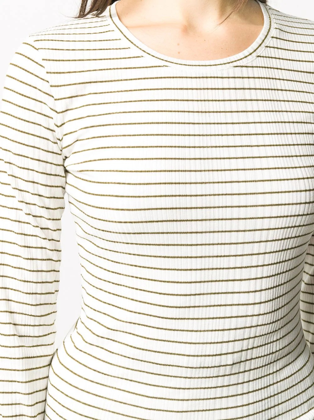 long sleeve striped print top - 5