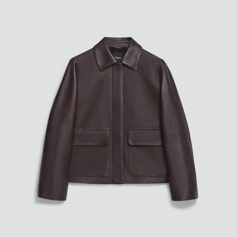 Boxy Patch Pocket Jacket in Leather 1
