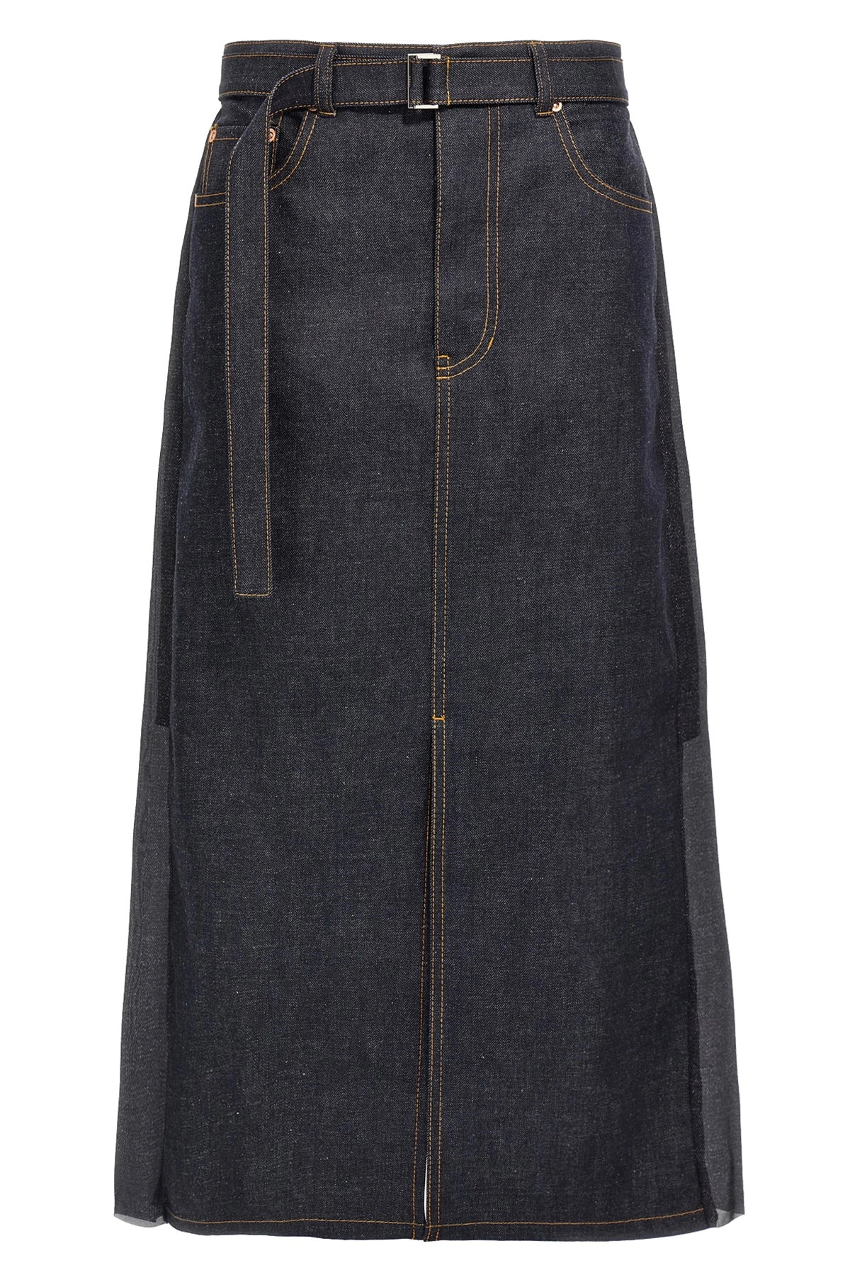 Pleated denim skirt - 1