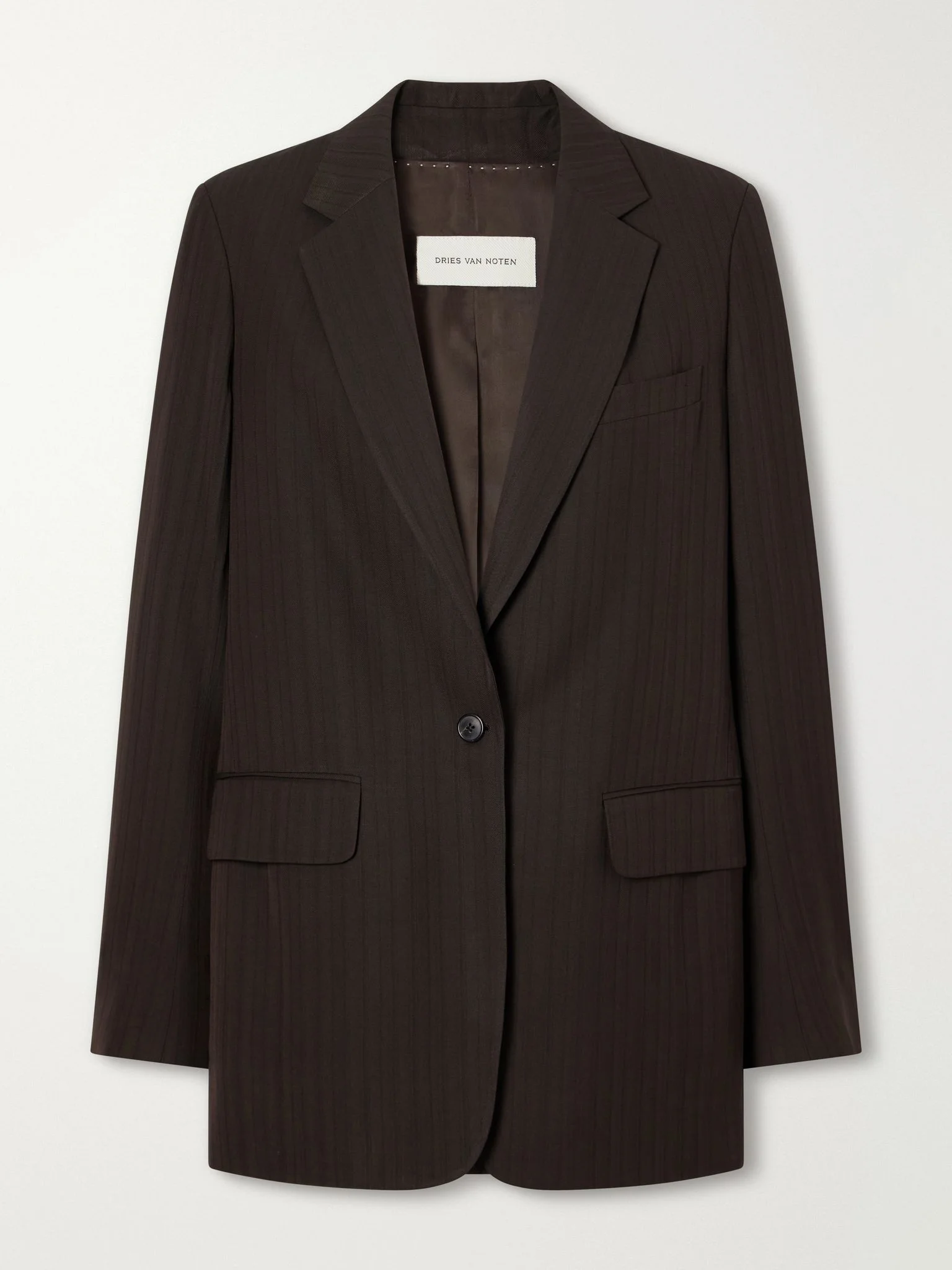 Striped crepe blazer Dark brown - 1