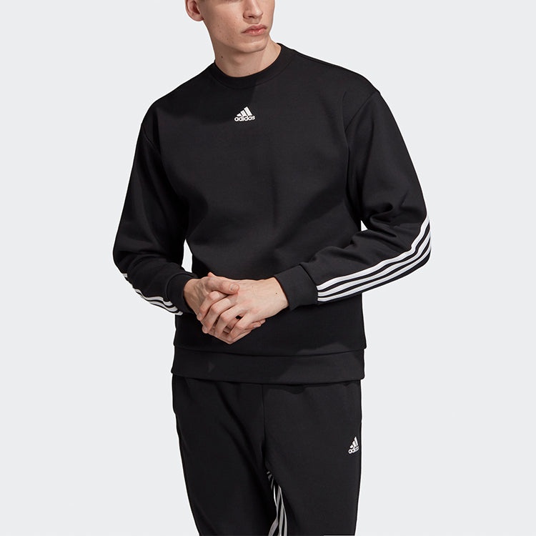 adidas M Mh 3s Crew Casual Sports Solid Color Round Neck Black DX7654 - 3